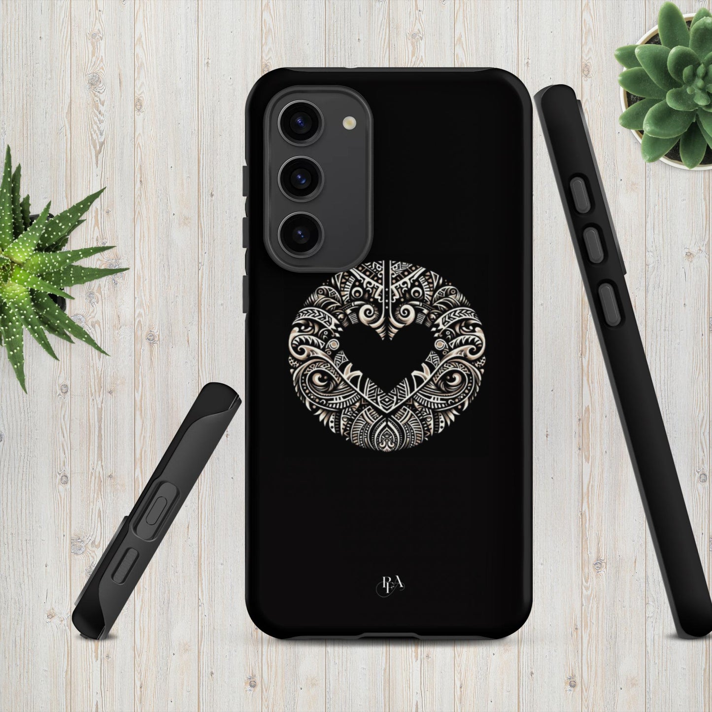 Black Heart- Shaped Poly-designed Tough case for Samsung®