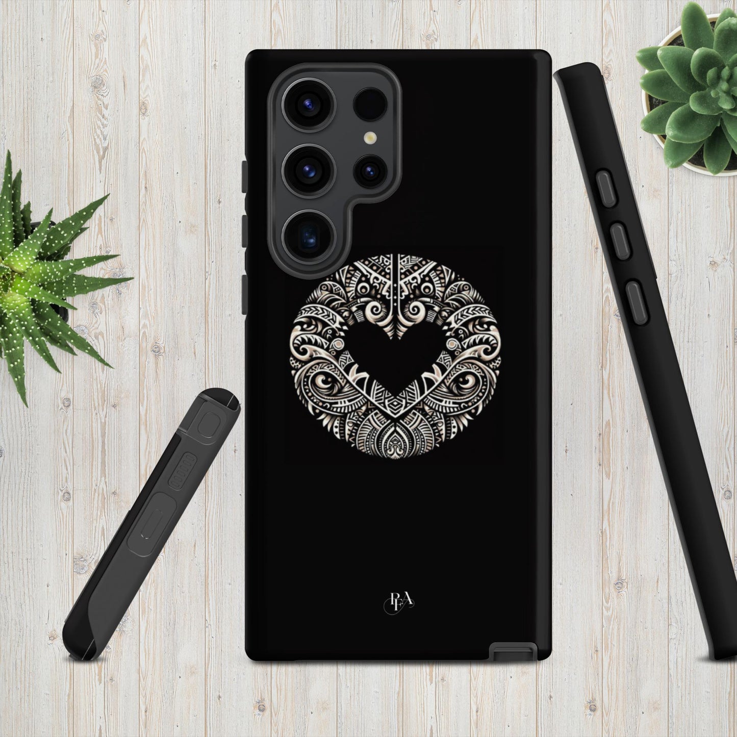 Black Heart- Shaped Poly-designed Tough case for Samsung®