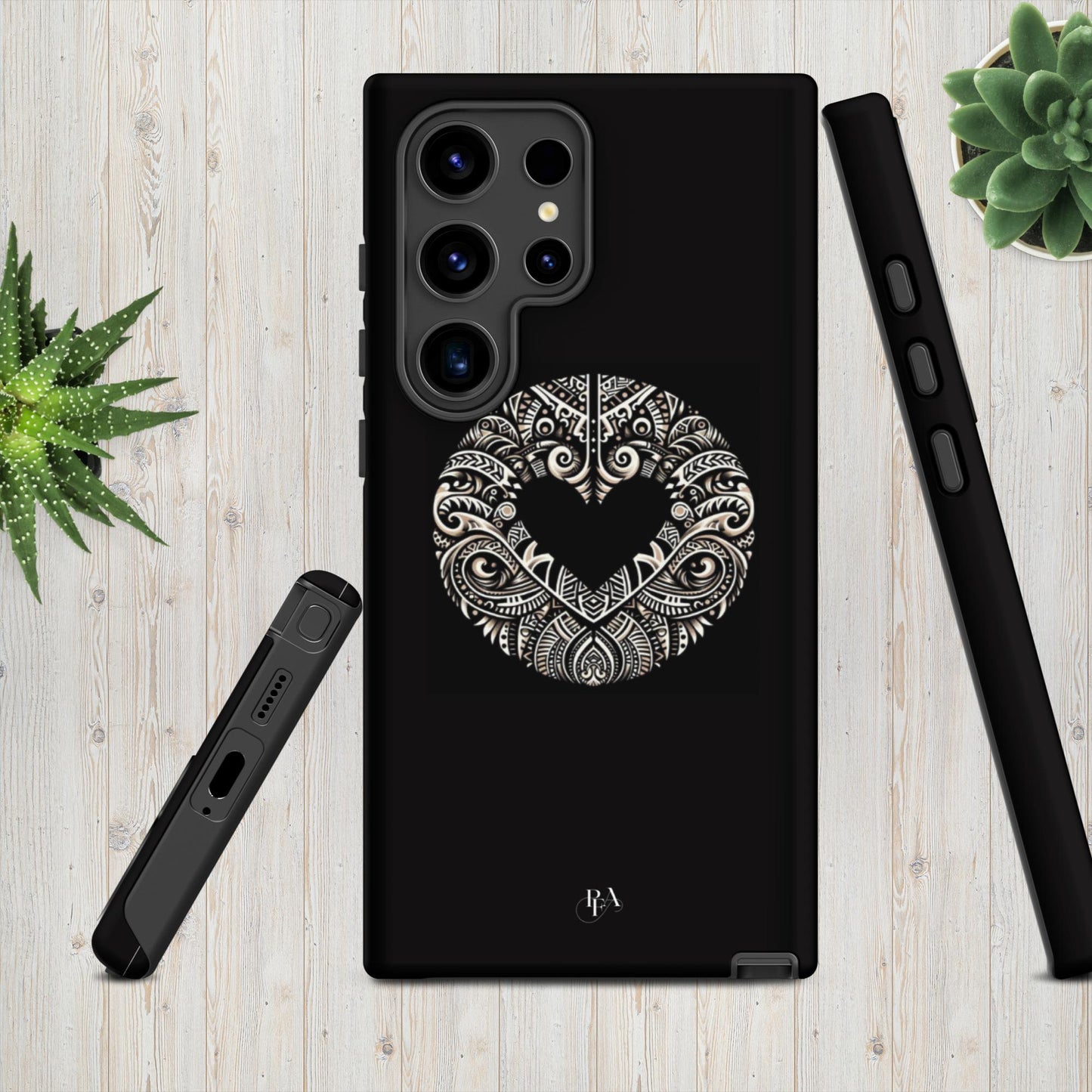 Black Heart- Shaped Poly-designed Tough case for Samsung®